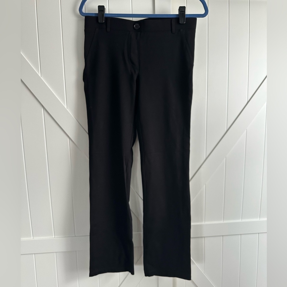 Betabrand Petite Med Black Straight Leg Stretch Pants Elastic Waist Career Work